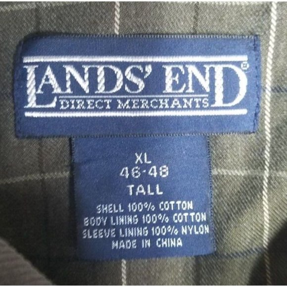 Lands' End Flannel Lined Brown Canvas Chore Field Jacket Coat Men's Size XL Tall - Picture 3 of 16